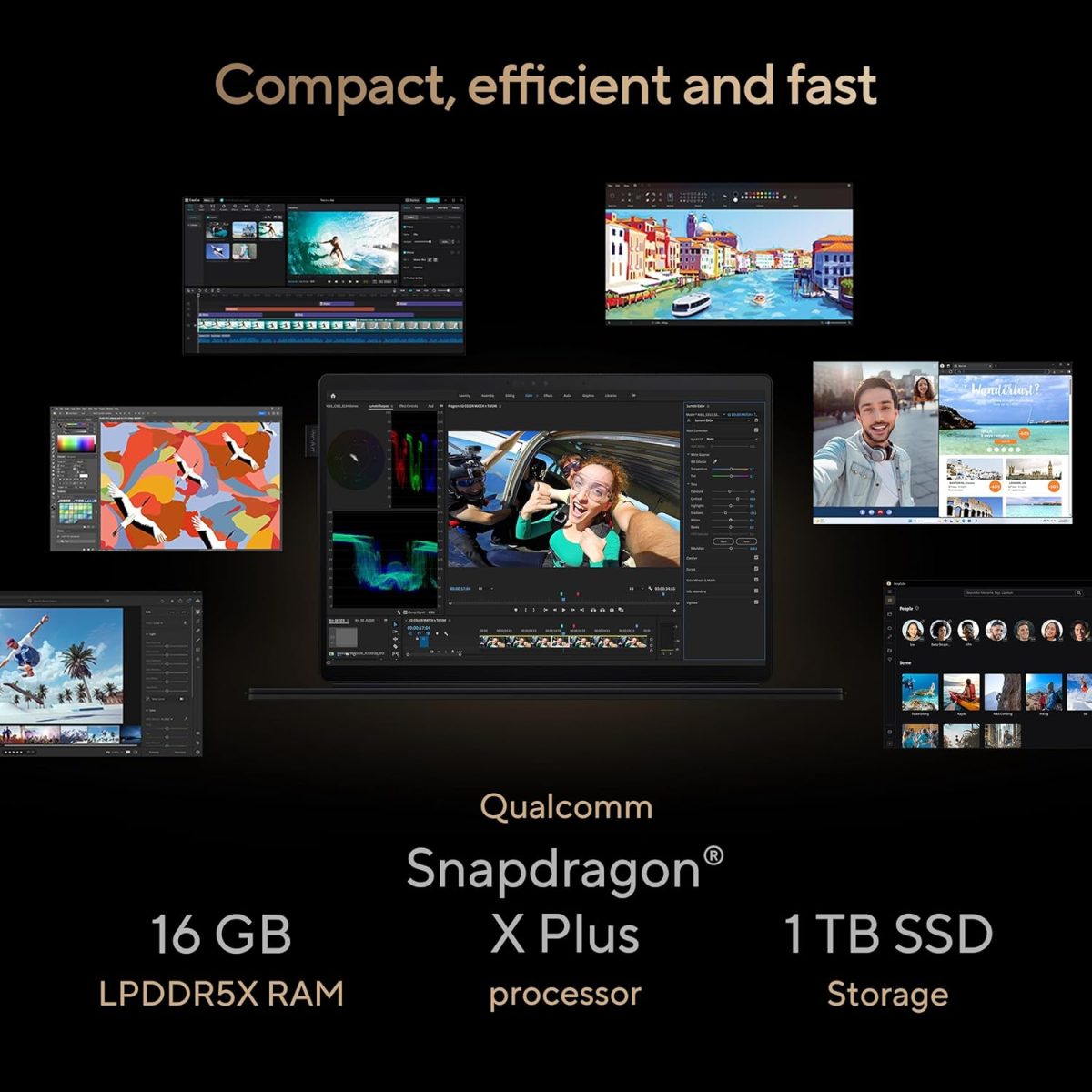 ASUS ProArt PZ13, 13.3" Touch Screen 3K OLED, Snapdragon X Plus, (16GB RAM/1TB SSD/Qualcomm Adreno iGPU/Windows 11/M365 Basic (1Year)*/Office Home 2024/Nano Black/0.85 Kg), HT5306QA-LX402WS - Image 5