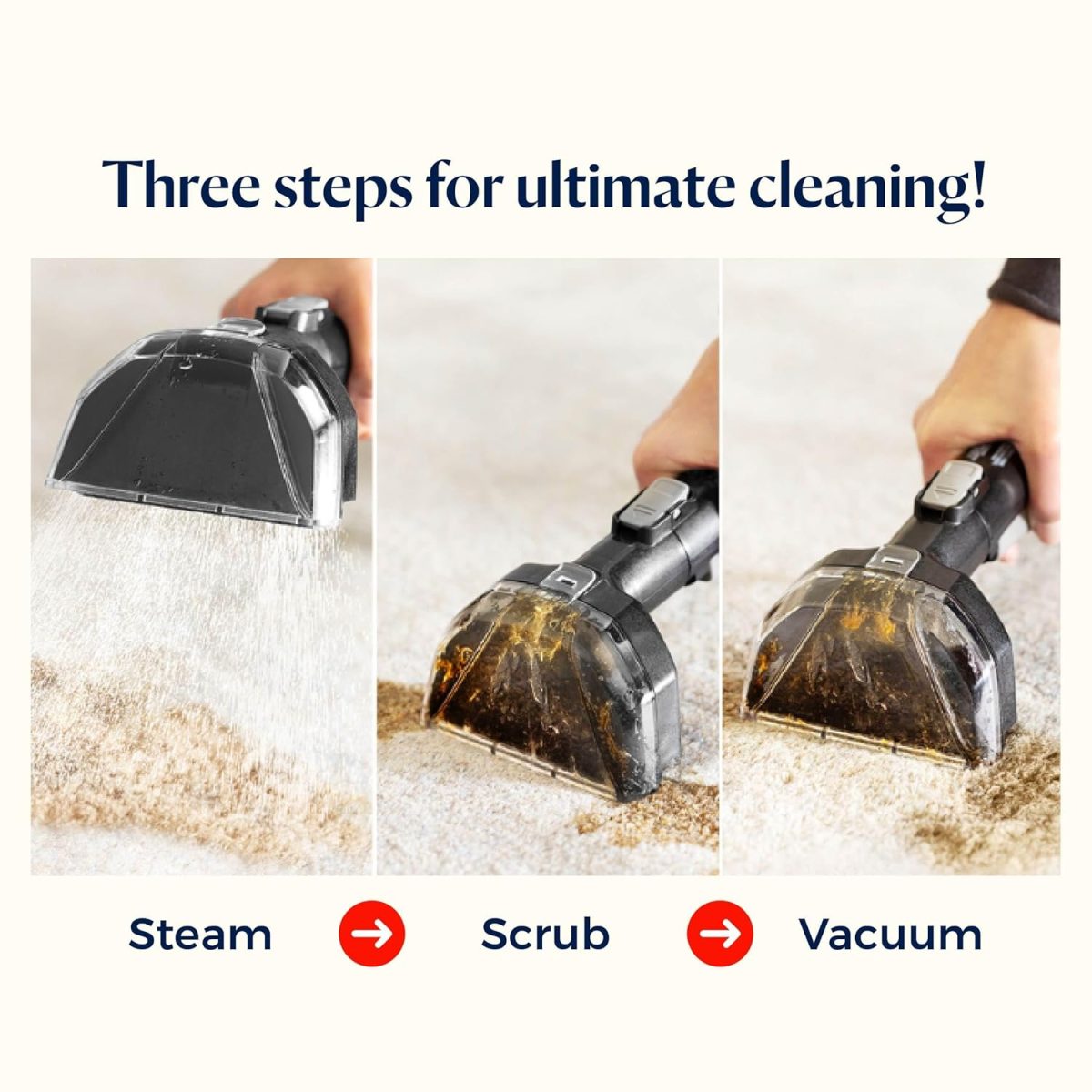 Bissell Portable Wet & Dry Vacuum Cleaner|HydroSteam Technology removes Curry & Tough Stains|Deep Cleans Carpet, Sofa, Curtains, Mattress & Refreshes Garments|2 Yrs Warranty|Cleaning Formula incl - Image 4