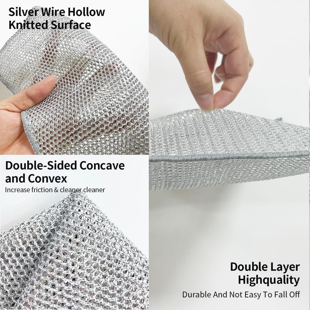 DALUCI 6 Pcs Non-Scratch Steel Wire Dishwashing Cloth | Heavy-Duty Scrubber for Utensils, Dishes & Kitchen Cleaning | Reusable & Durable Cleaning Cloth for Sink & Countertops - Image 8