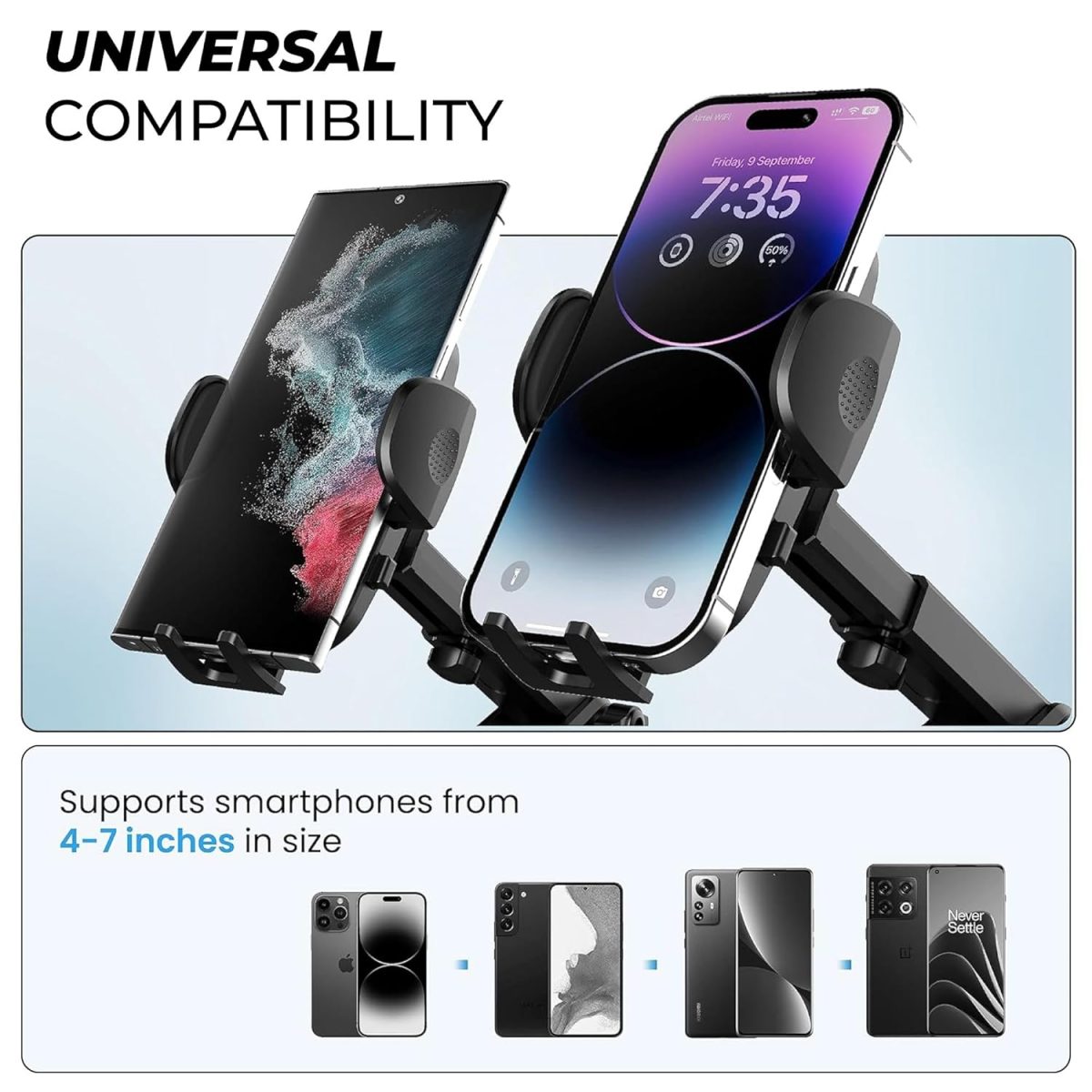 Kratos Grip X3 Premium Mobile Holder for Car with Back Button Unlocking Mechanism, Strong Suction Cup, 360° Rotatable,Car Mobile Holder for Wildshield and Dashboard, Compatible with 4 to 7" Smartphone - Image 7