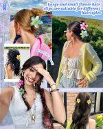 6pcs Claw Clips Elegant Hawaiian Flower Hair Claw Clips - Large, Non-Slip, Strong Hold For Thick & Thin Hair - Vintage Style Flower Clips For Women - Image 5