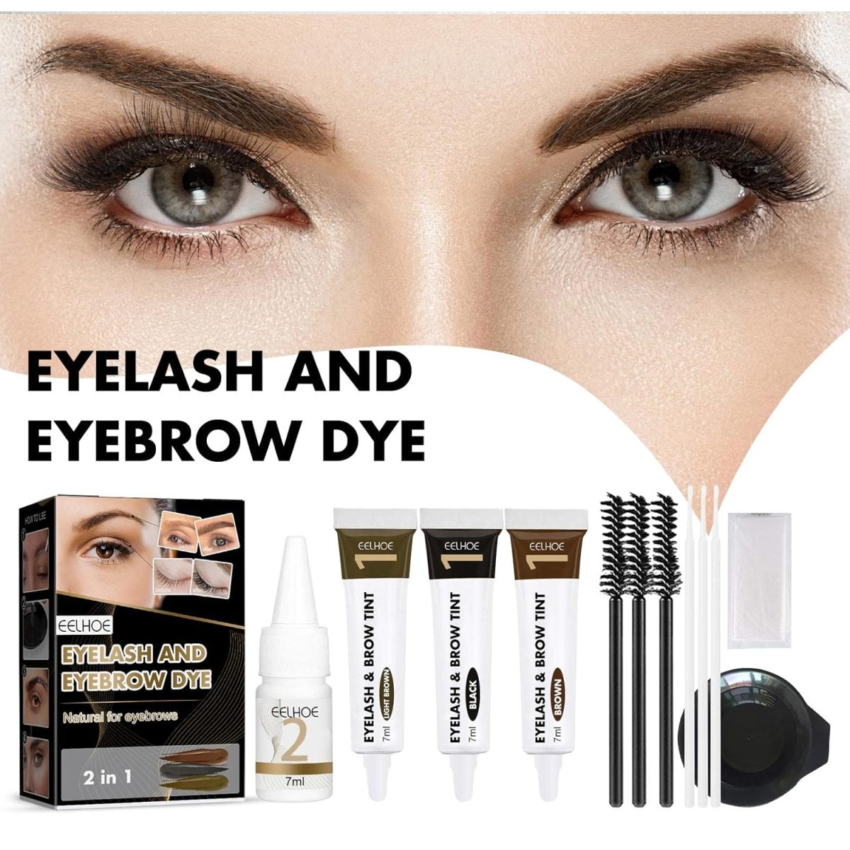 CALANDIS Professional Eyelash Eyebrow Dye Tint Gel Oil Proof Eyebrow Tinting Kit Black - Image 2