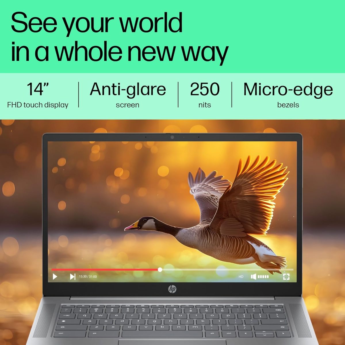 HP Chromebook, Intel Core I3-N305, 8GB LPDDR5, 256GB UFS, 14-Inch (35.6Cm), Anti-Glare, Touchscreen, FHD, Win 11, Silver,1.45Kg, nf0017TU, Intel UHD Graphics, FHD Camera Laptop - Image 7