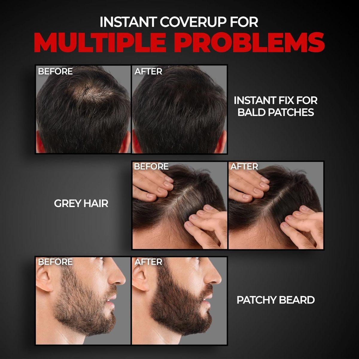 Beardo Blackout Hair Powder 4g - Black | Root Touch Up for Grey Hair | Instantly Covers Grey Roots, Beard Patches & Bald Spots | Thick Black Fiber Hairline Powder | Highly Pigmented, Long-Lasting & Matte Finish | Super-Fine Cover-up - Image 3