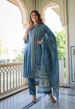 Yash Gallery Rayon Women's Floral Printed Anarkali Kurta with Pant & Dupatta - Image 2