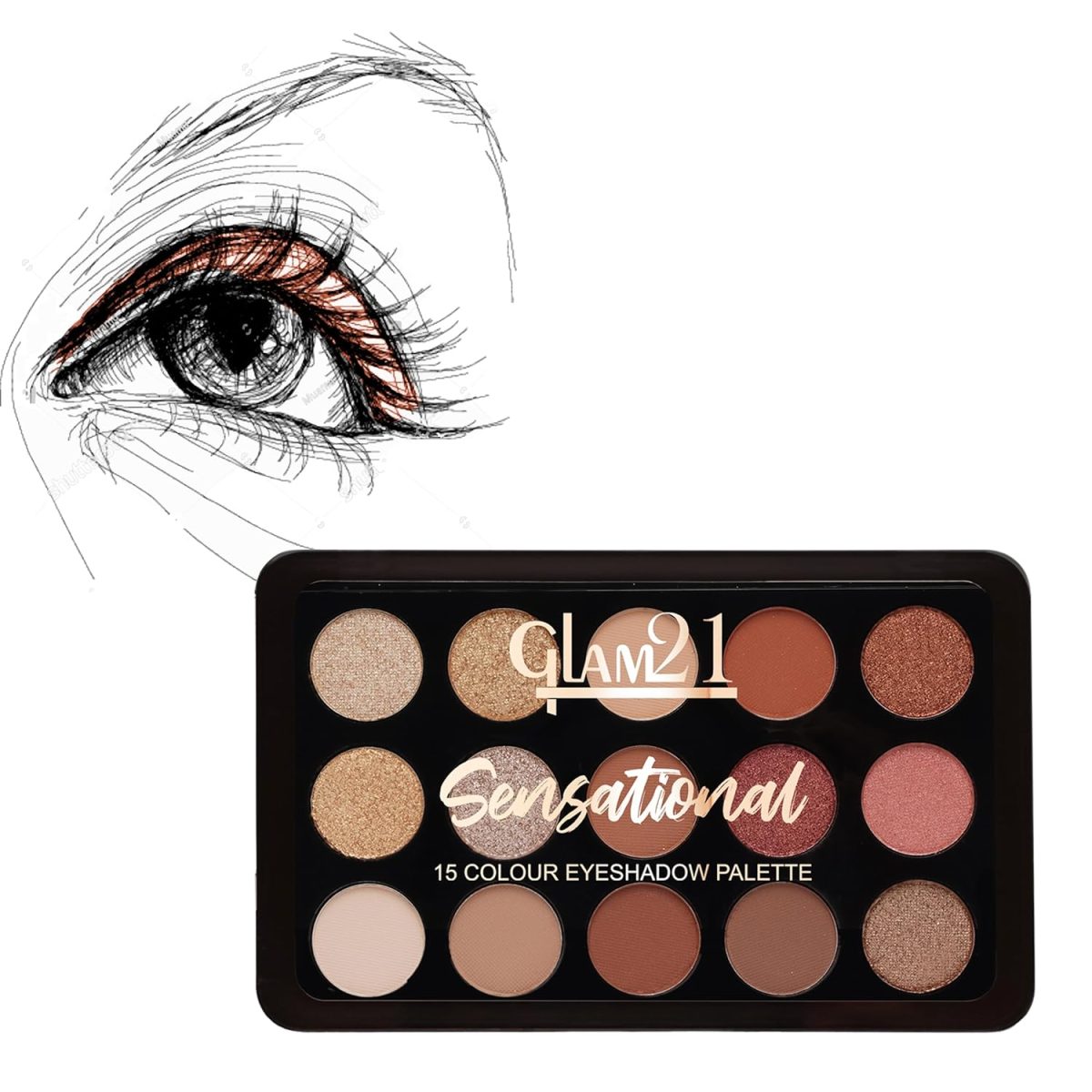 Glam21 Sensational Eyeshadow Palette | 15 Color Shades|Ultra Micronized Pigments|Smoky Eye Shadow|Long Lasting|14gm - 02 - Image 4