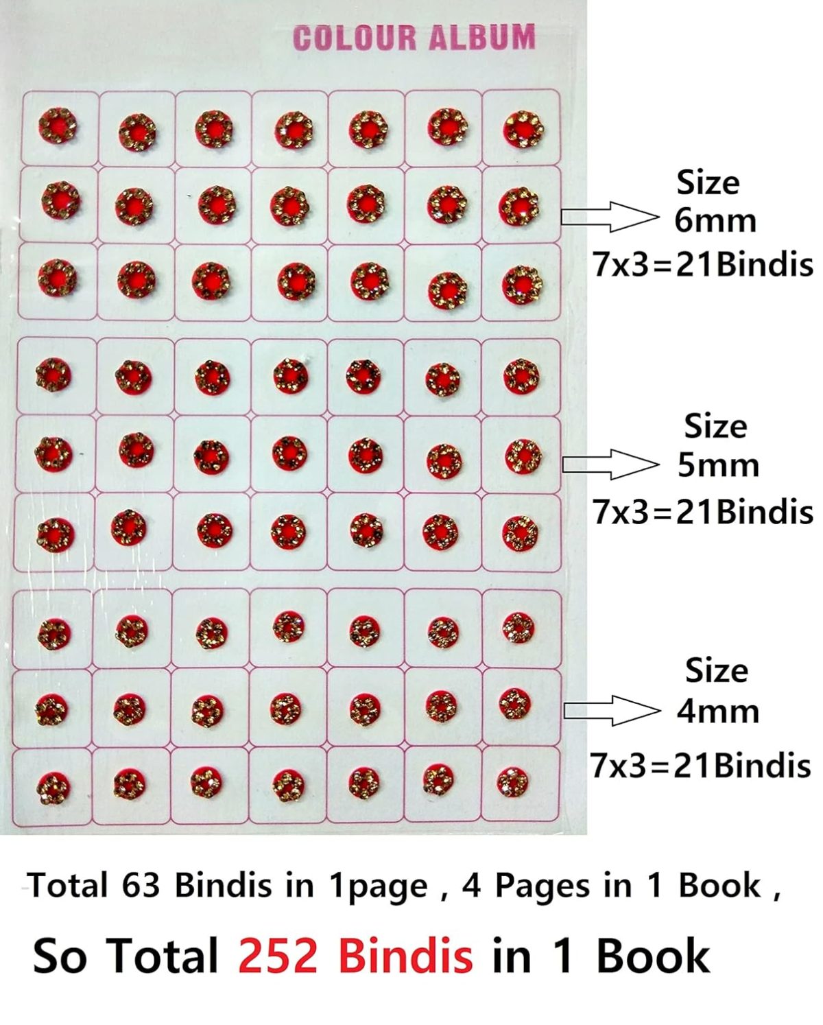 Vama Fashions Multicolour small stone bindi Kumkum Forehead sticker Bindiya bindi booklet for ladies & Girls (252 Bindis Book small) - Image 3