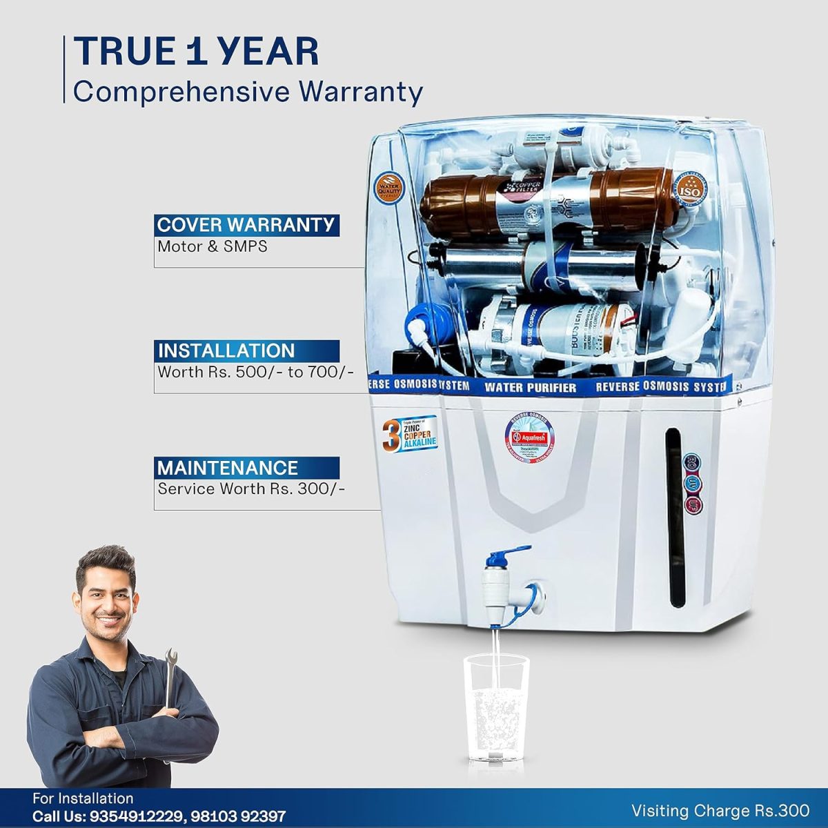 ROYAL AQUAFRESH Copper Audy Sedimentation 12 Ltr RO+UV+UF+TDS 14 Layer Water Purification Advance Technology Electric Water Purifier (1 Year Warranty On Pump & SMPS) - Image 5