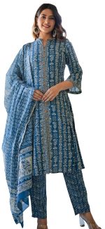 Yash Gallery Rayon Women's Floral Printed Anarkali Kurta with Pant & Dupatta