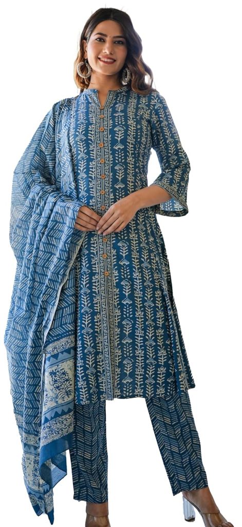 Yash Gallery Rayon Women's Floral Printed Anarkali Kurta with Pant & Dupatta