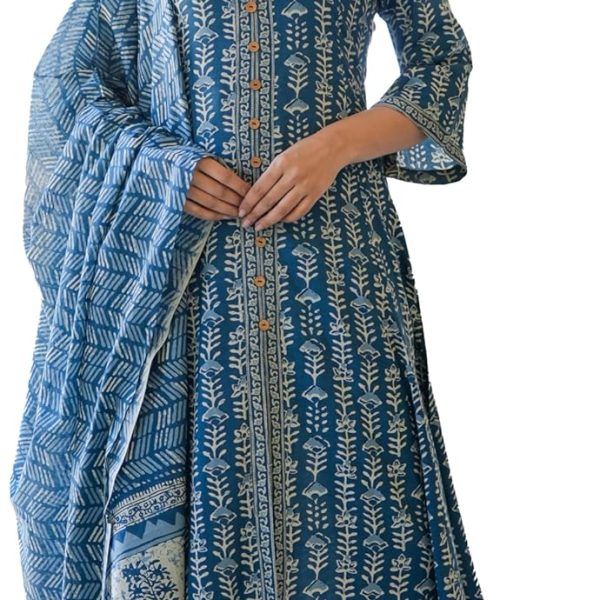 Yash Gallery Rayon Women's Floral Printed Anarkali Kurta with Pant & Dupatta