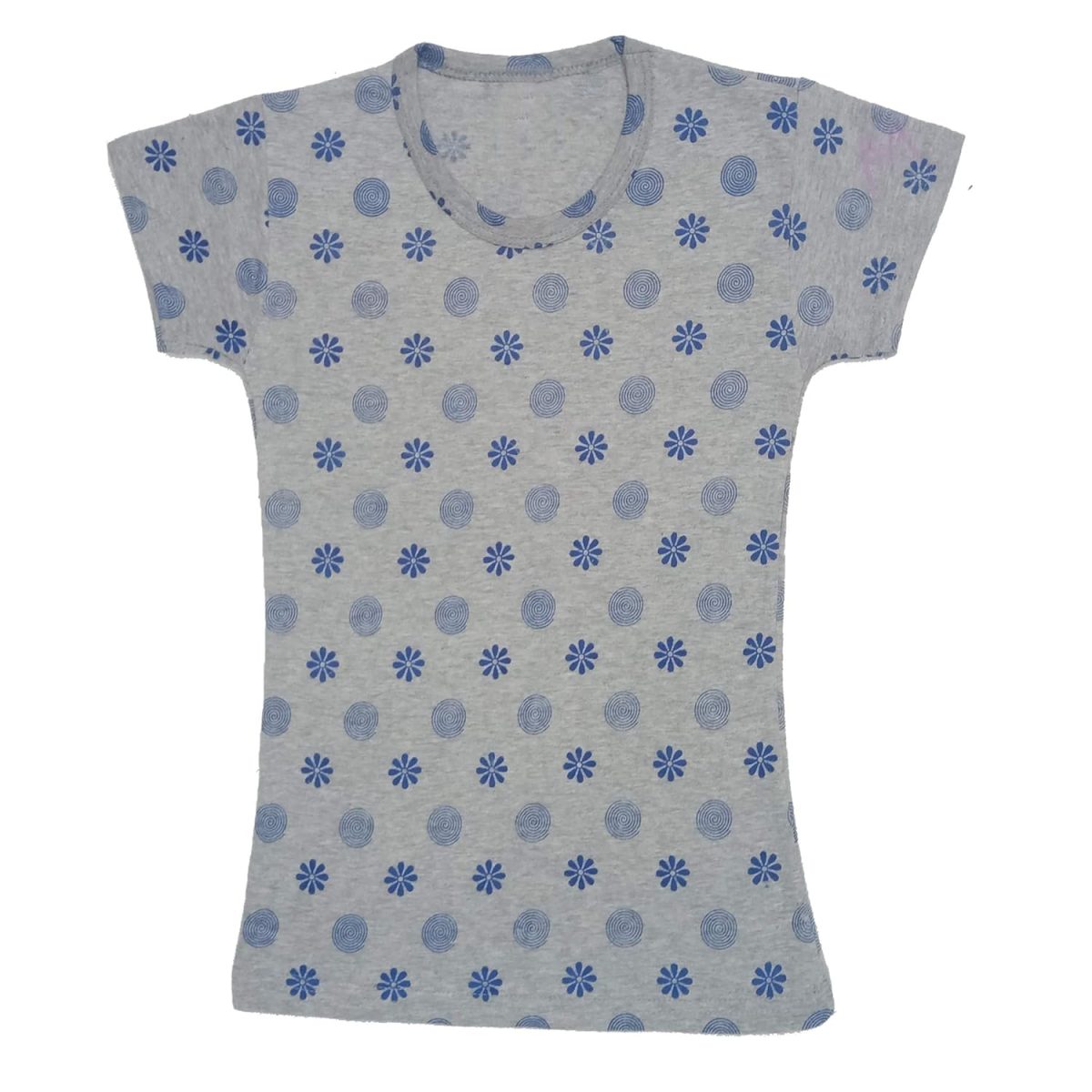 IndiWeaves Girls Cotton Half Sleeve Printed T-Shirt (Grey,7-9 Years)