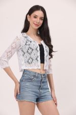 MARVENT Women Self Design Floral lace Regular Open Front Shrug - Image 2