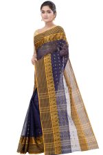 PuJoy Women�s Pure Cotton Traditional Bengal Handloom MotiButi Style Tant Saree