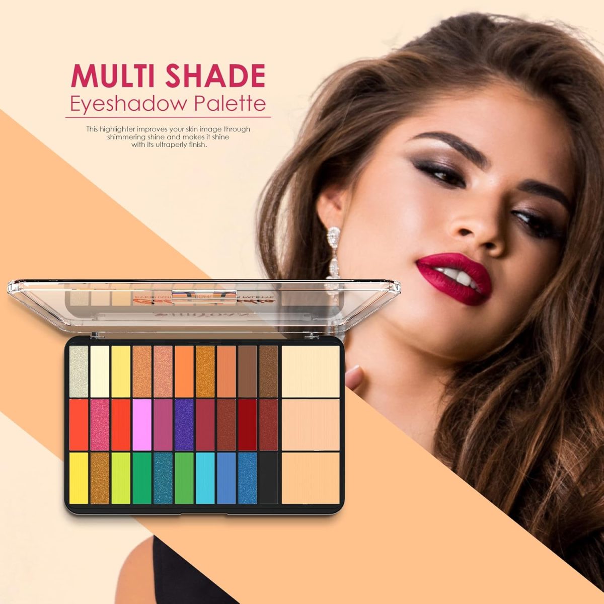 Shryoan Color Studio Eyeshadow & Highlighter Palette | 30 Colorful Shimmer Eyeshadow & 3 Compact | Highly Pigmented & Shimmery Matte Finish | (38 gm) (Shade 02) - Image 4