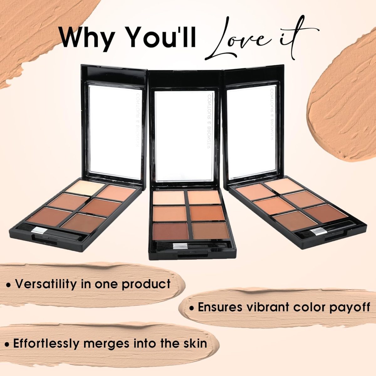 Colors Queen Contour & Bronzer Palette | Matte Finish & Long Lasting Formula | Easy to Blend, Creamy Texture, Lightweight Contour and Bronzer Palette for Face Makeup (Shade - 03, 17g) - Image 3