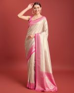 Monjolika Fashion Women's Kanjivaram Silk Mesmerizing Saree for Every Celebrations Comes With Unstitched Blouse Piece - Image 2