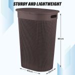 Kuber Industries Plastic Big Large Multipurpose 55 Ltr Washing Clothes Storage Basket with Lid & Handle | Waste Clothes Laundry Basket/Hamper Bins for Blankets, Toys, Bathroom & Bedroom | Brown - Image 3