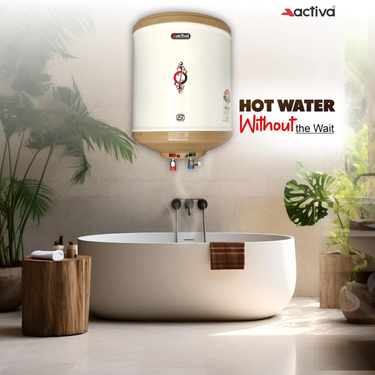 Activa Amazon 10 Liter Water Heater Geyser, ISI Copper Element 3 KVA (0.8mm), Instant Heat Water, Anti Rust Coated Tank, ABS Body, BEE 5 Start Rated, Energy Efficient, 5 Year Warranty - IVORY - Image 4