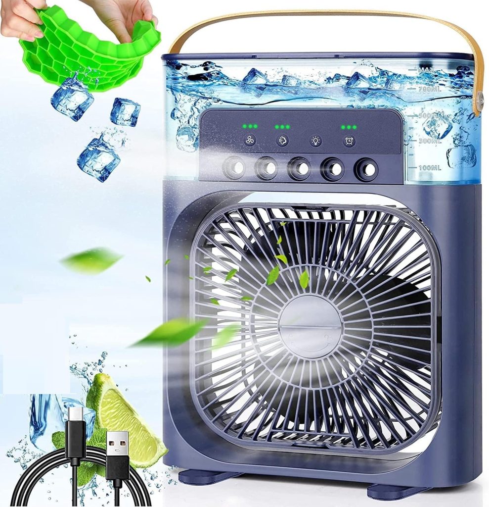 Vimzee PREMIUM Portable-Ac-Mini-Cooler-Fan for Room Cooling - Personal Air Cooler & Humidifier - Misting Design - 3 Speeds - 600ml Water Tank - Assorted Color