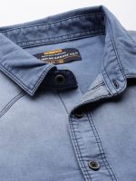 The Indian Garage Co Men's Cotton Slim Fit Solid Full Sleeves Cutaway Collar Double Flap Pocket Casual Denim Shirt - Image 4
