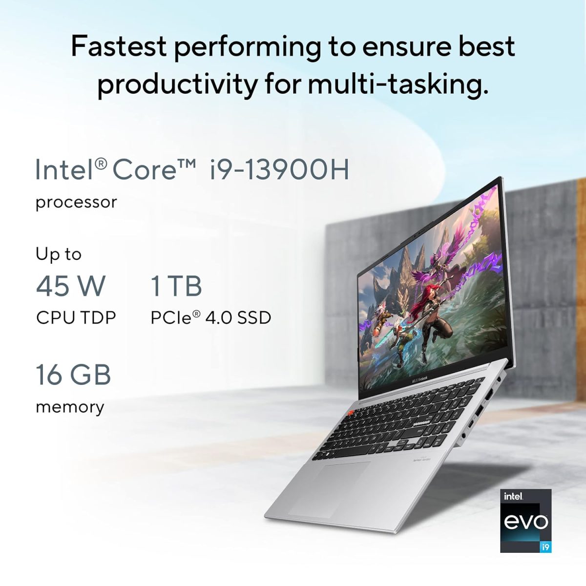 ASUS Vivobook S 15 OLED (2023), Intel Core EVO i9-13900H 13th Gen, 15.6" (39.62 cm) 2.8K 120Hz OLED, Thin & Light Laptop (16GB/1TB SSD/Iris Xe/Win 11/Office 2021/75WHr/Silver/1.7 kg) S5504VA-MA953WS - Image 3