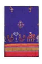 Neyge Women's Handloom Ilkal Pure Cotton Resham Silk Kasuti Saree with Stripe Pallu Running Blouse - Image 4