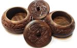 Master Arts Wooden Sindur Dabbi Box for Women - Kumkum Box (Pack of 2), Size 3.5 inch, Shisham Wood Carving Work