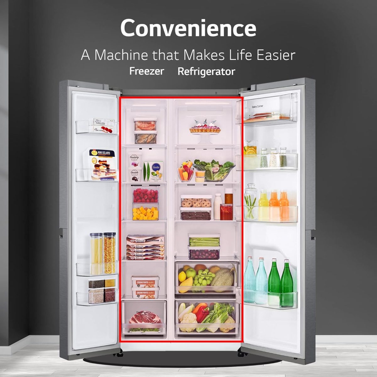 LG 688 L Frost-Free Smart Inverter Compressor Side-By-Side Refrigerator (GC-B257KQDV, Dark Graphite Steel, Multi Digital Sensors and Express Freezing, 2022 Model) - Image 8