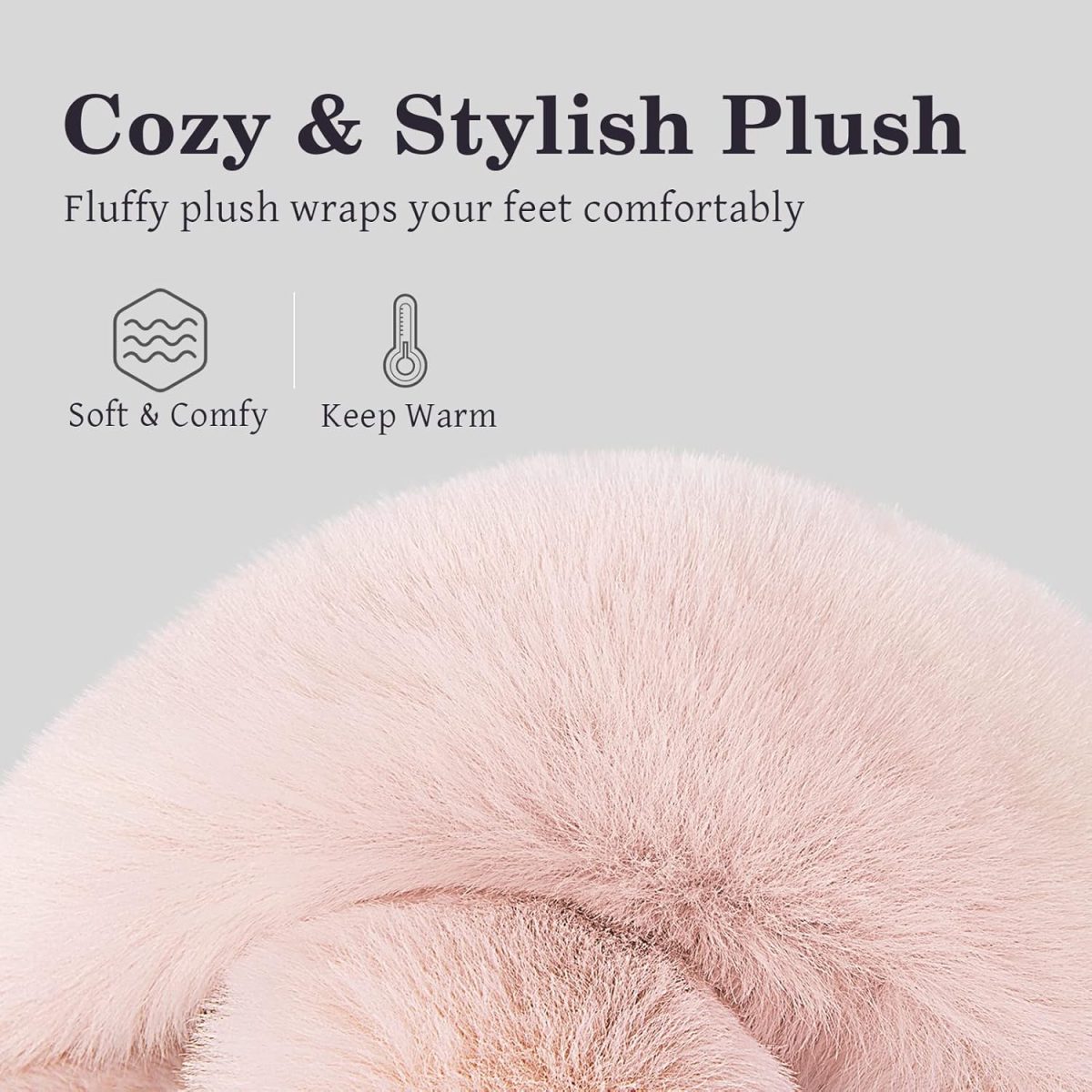 Cozyfurry Womens Cross Band Slippers Cozy Furry Fuzzy House Slippers Open Toe Fluffy Indoor Shoes Outdoor Slip on Warm Breathable Anti-skid Sole - Image 3