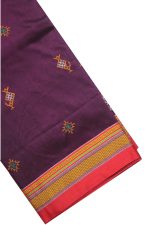 Neyge Women's Handloom Ilkal Pure Cotton Resham Silk Kasuti Saree with Stripe Pallu Running Blouse - Image 6