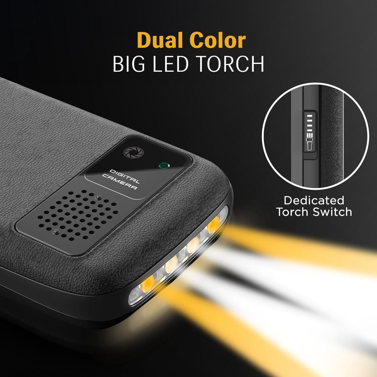 Lava A7 Torch+ Dual Sim Keypad Mobile Phone (with Instant Slide Torch)| 2.4" Big Display | Powerful Battery Backup | Vibration Alert | Camera | Wireless FM & Bluetooth | Black - Image 3