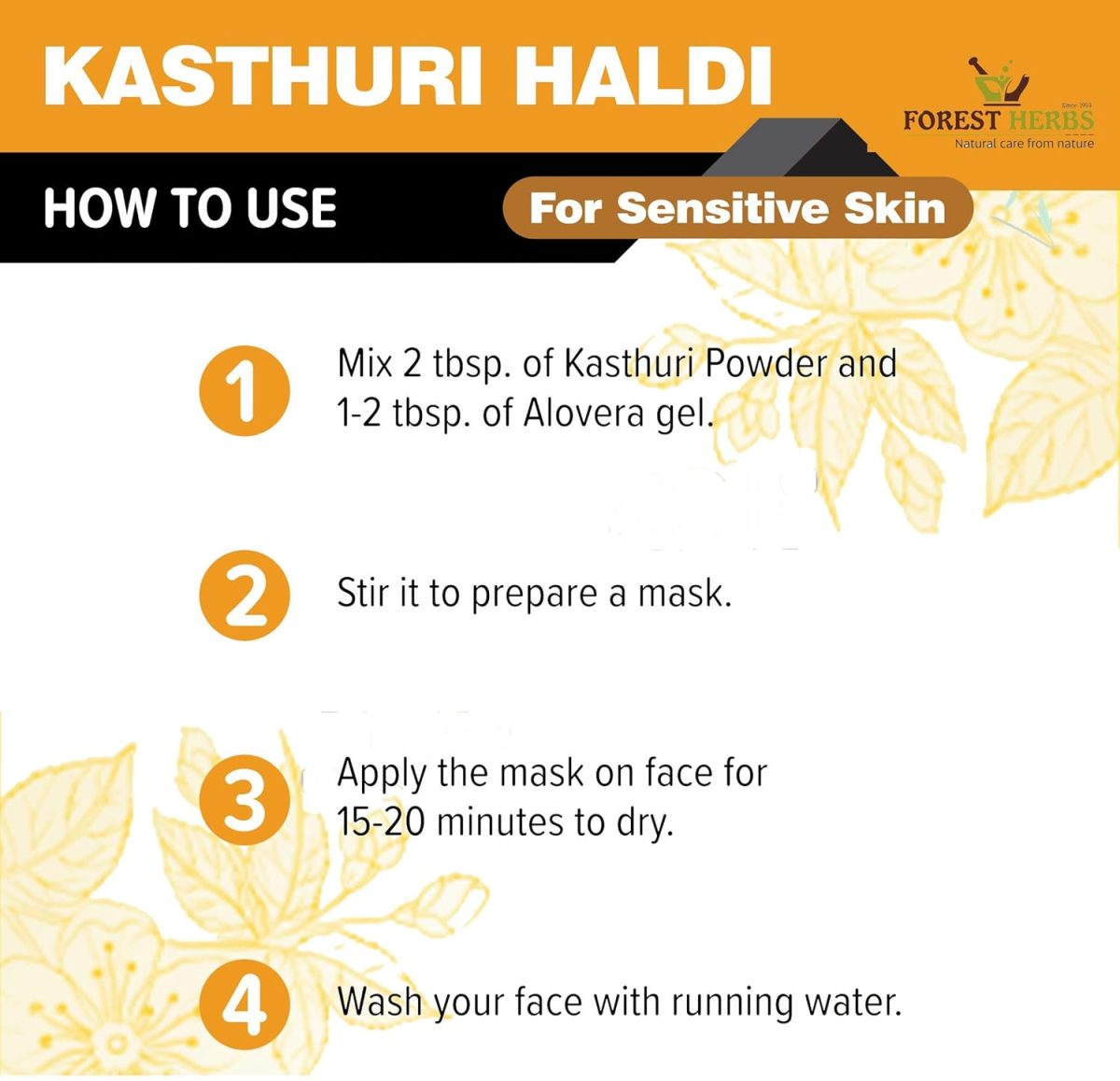 The Forest Herbs Natural Care From Nature Kasturi Haldi Powder (100 grams) | Wild turmeric powder for glowing skin | Kasturi Manjal for All Skin types| 100% Natural, Chemical-free, Perseverative-free - Image 6