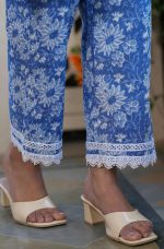Janasya Women's Blue Pure Cotton Floral Printed Straight Co-ord Set - Image 9