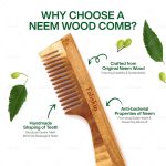 Fabskin Neem Wooden Comb For Men & Women | Set Of 2 | Detangling, Frizz Control, Hair Growth, Shine & Styling | Graduated & Handle Comb | For All Hair Types - Image 3