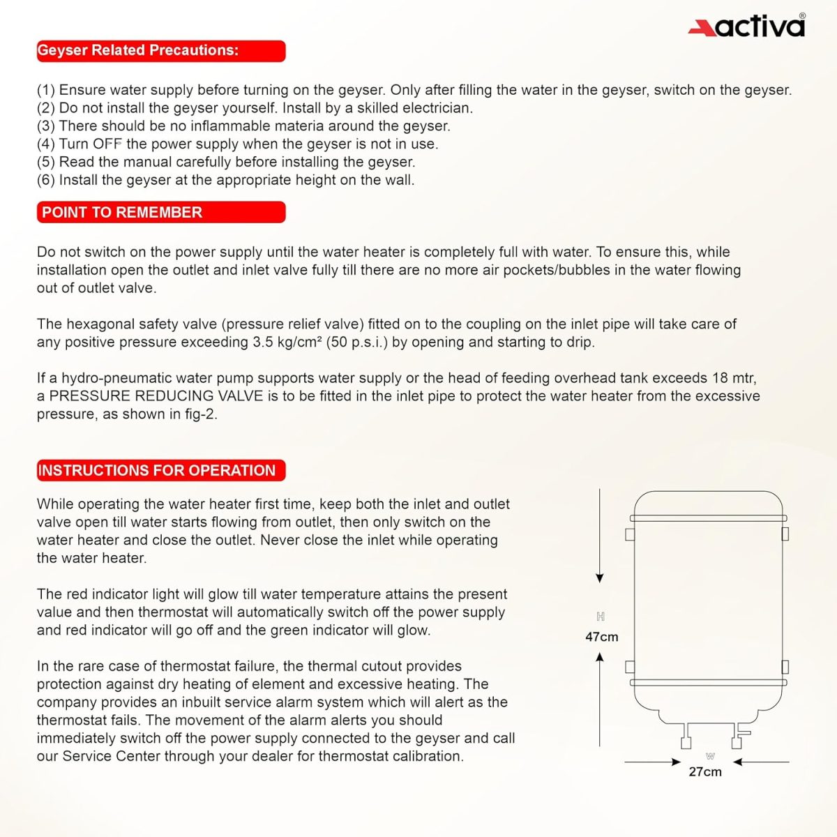 Activa Amazon 10 Liter Water Heater Geyser, ISI Copper Element 3 KVA (0.8mm), Instant Heat Water, Anti Rust Coated Tank, ABS Body, BEE 5 Start Rated, Energy Efficient, 5 Year Warranty - IVORY - Image 9