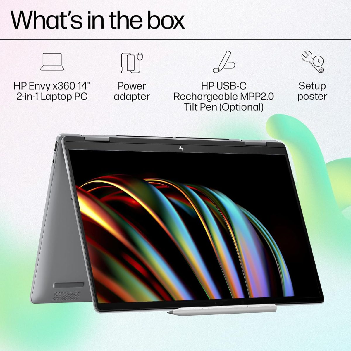 HP Envy x360, Intel Core Ultra 7-155U AI Laptop (16GB RAM, 512GB SSD) Touchscreen 2-in-1, IPS, WUXGA, 14"/35.6cm, Win 11, MS Office 2021, Silver, 1.39Kg, Integrated Graphics, 5MP IR Camera, fc0106TU - Image 17