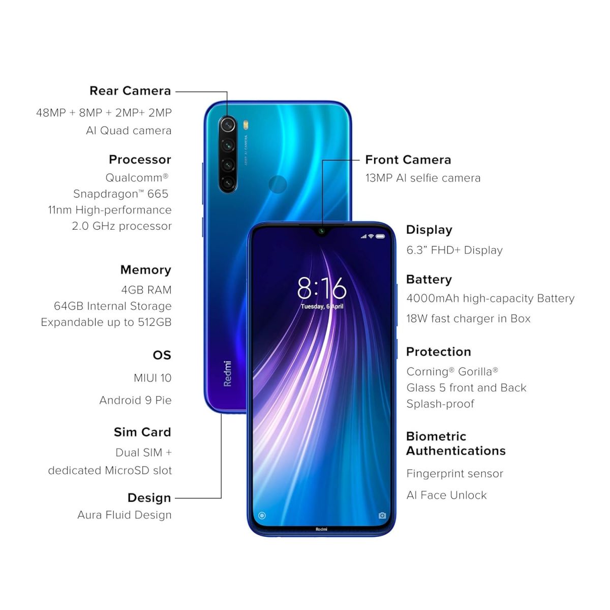 Redmi Note 8 (Neptune Blue, 4GB RAM, 64GB Storage) | Snapdragon 665 Processor | 48 MP Quad Camera - Image 2