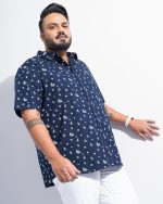 Hardsoda by The Indian Garage Co Men Plus Size Regular Fit Printed Cutaway Collar Half Sleeves Casual Shirt - Image 5