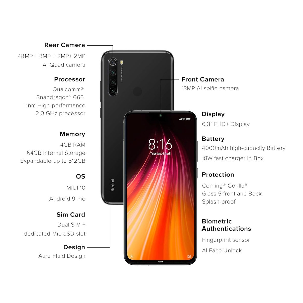 Redmi Note 8 (Space Black, 4GB RAM, 64GB Storage) | Snapdragon 665 Processor | 48 MP Quad Camera - Image 2