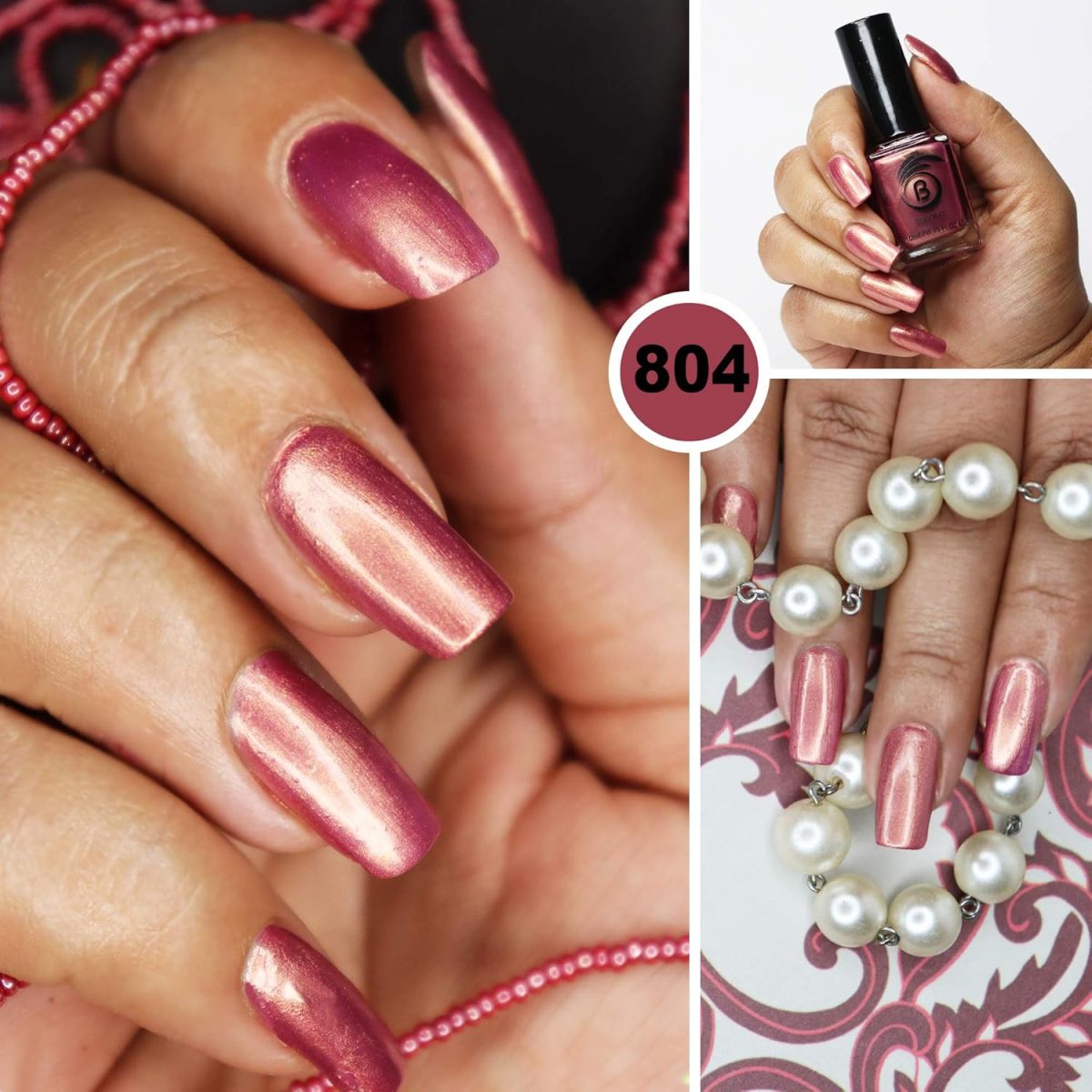 Beromt Pearl Nail Polish, Multi Colors, Gel Effect, Smooth Texture, Lustrous High-Shine Natural Nail Art, Wisdom Pearl 10ml-804 - Image 2