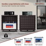 BUILDSKILL 100Kg Load Capacity Inverter Trolley for Home | 360° Rotating 5 Wheels | Easy Assembly Inverter Stand | Large Size Inverter Battery Stand for Home | Strong Build Inverter Box (Brown) - Image 3