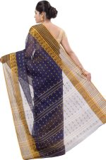 PuJoy Women�s Pure Cotton Traditional Bengal Handloom MotiButi Style Tant Saree - Image 4