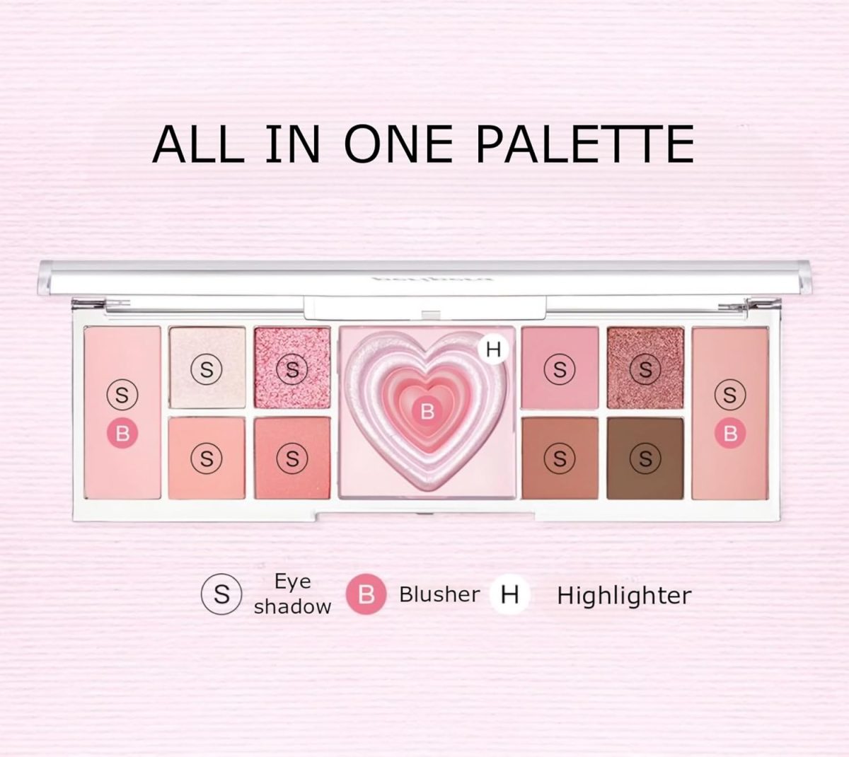12 Colors Nude Matte Shimmer Eyeshadow, Blusher, Highlighter Palette - High Pigmented All-in-One Palette With Eye Shadow, Blusher, and Heart Shaped 3D Highlighter Shades (Nude Palette) - Image 3