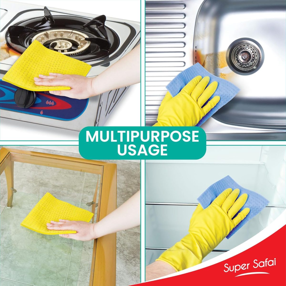 Spotzero By Milton Sponge Wipe, Pack of 5, Kitchen Cleaning Cellulose Sponge Wipes, Easy to Clean Multipurpose, Reusable, Super-Absorbed, Biodegradable & Multicolor - Image 4