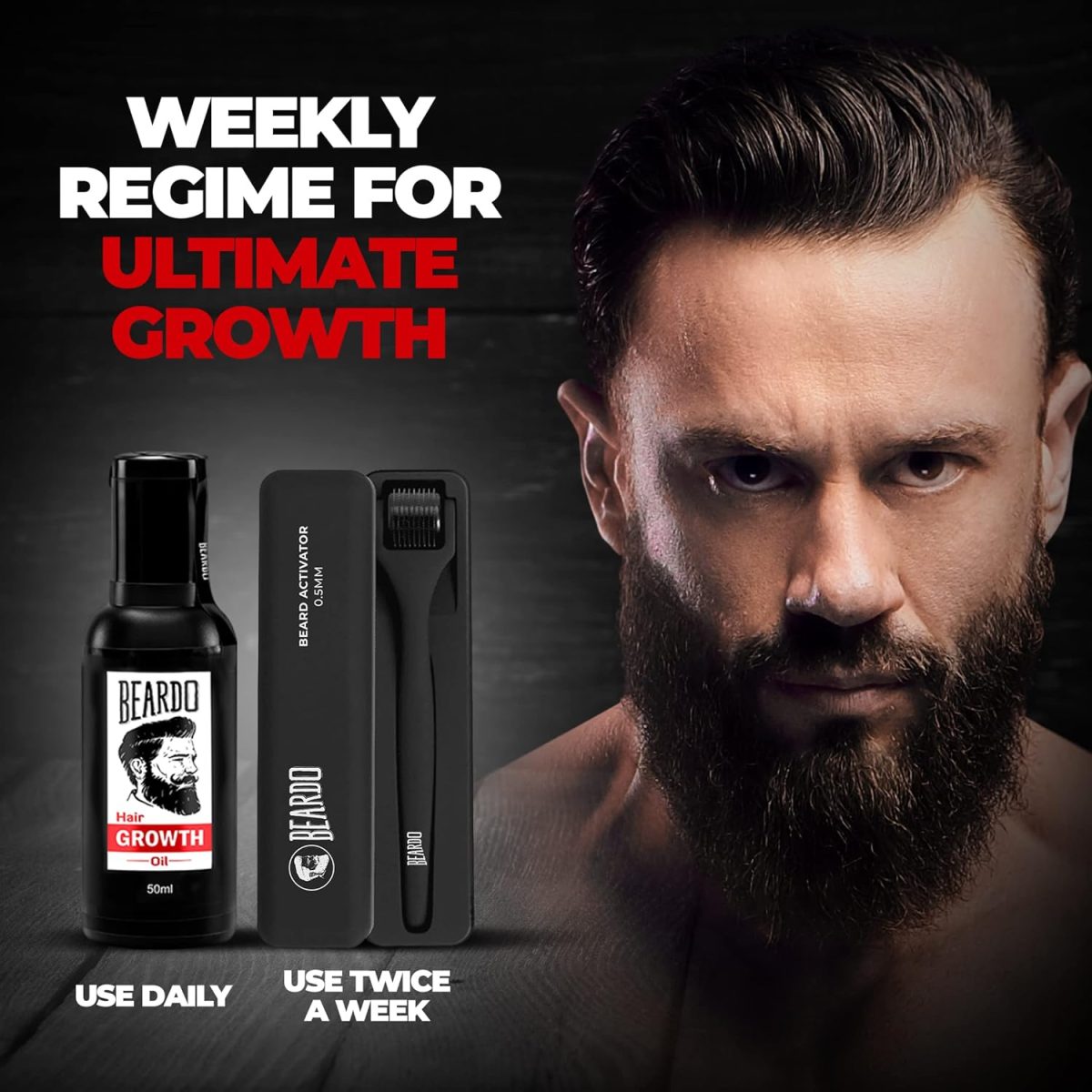 Beardo Beard Booster Combo | Beard Activator Advance Derma Roller for Men with 540 Chromium needles 0.5 mm | Beard and Hair Growth Oil - 50 ml for faster beard growth and thicker looking beard - Image 8