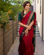 ILAIYAAL CLOTHINGS Women's Kanjivaram Cotton Silk Saree South Indian Paithani Sari | gadwal cotton sarees with Zari Border and Blouse Piece - Suitable For All Indian Occasions and Festivals 191
