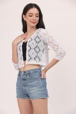 MARVENT Women Self Design Floral lace Regular Open Front Shrug - Image 3