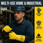 F8WARES All Purpose Heavy duty Rubber Hand Gloves for Cleaning, Kitchen, Washing Utensils, Gardening, Industrial, Safety, Construction & More - Waterproof Bathroom & Toilet Gloves 1 Pair Yellow - Image 4