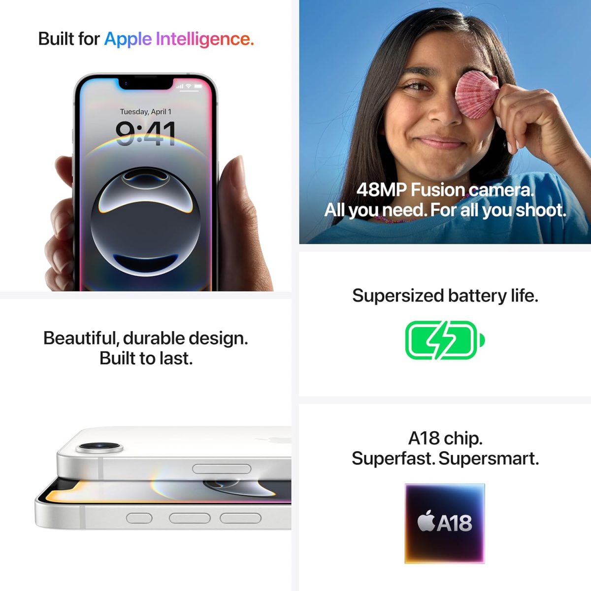 iPhone 16e 512 GB: Built for Apple Intelligence, A18 Chip, Supersized Battery Life, 48MP Fusion. Camera, 15.40 cm (6.1″) Super Retina XDR Display; Black - Image 5